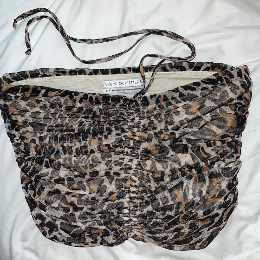 Urban Outfitters, Size Small, Leopard Print Neck Tie Crop Top.